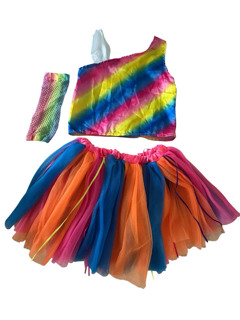 Kids Rainbow One-Shoulder unicorn/ 80s costume Halloween